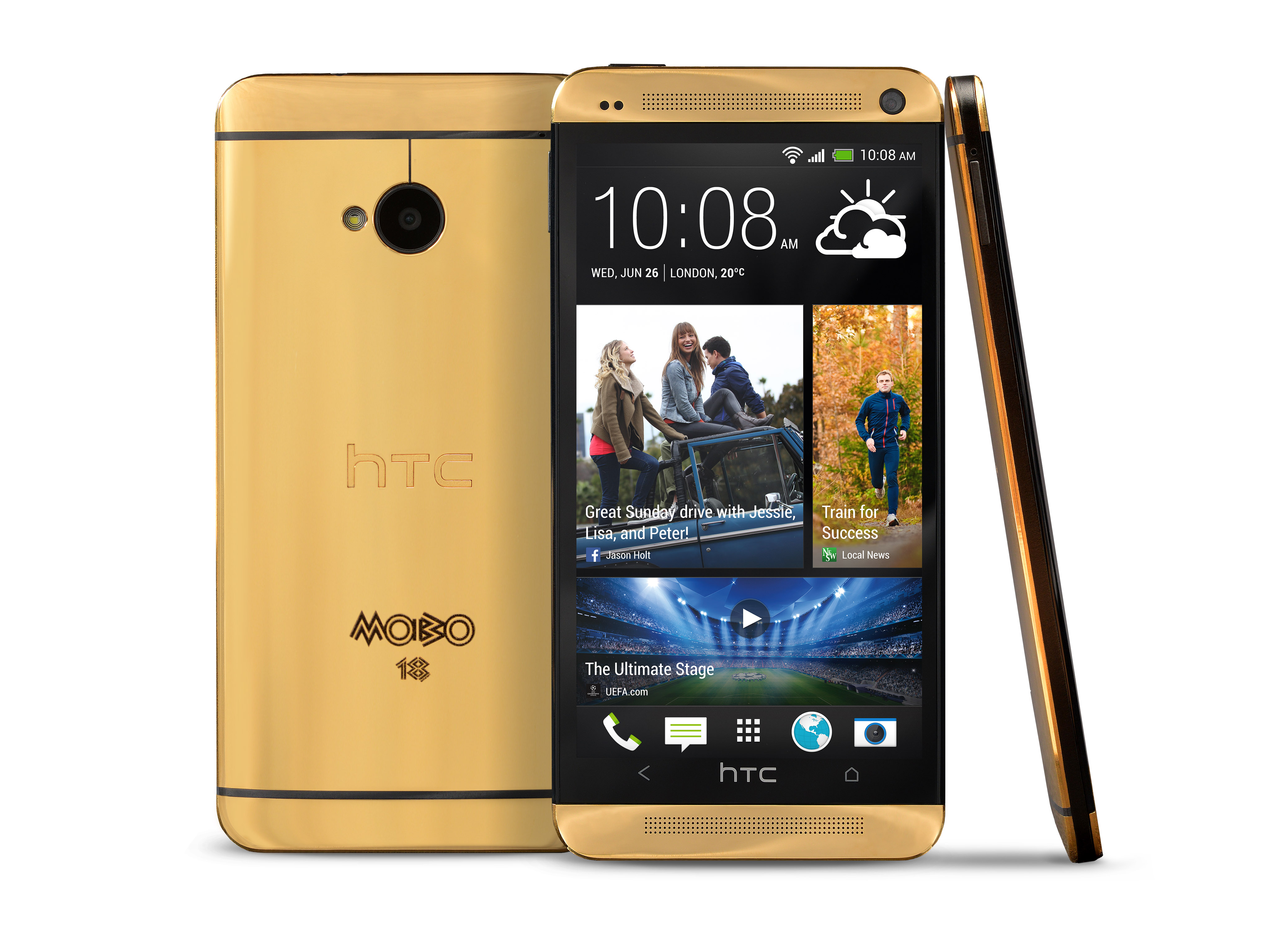 Gold HTC One 3 Angles Forget the gold iPhone, heres the 18ct gold HTC One valued at $4,400 but you cant buy one