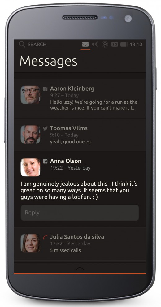 ubuntuMessages 520x992 Canonical releases first true version of Ubuntu Touch for smartphones with Ubuntu 13.10