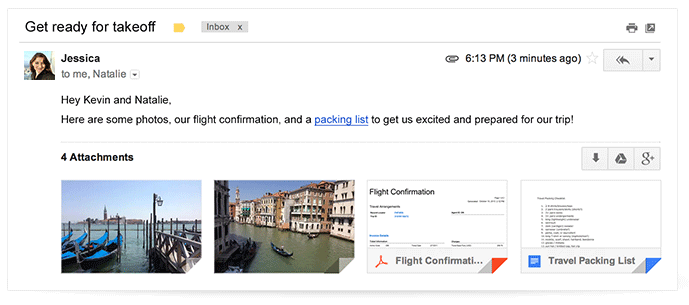 Attachments Gmail now lets you view and save attachments directly to Google Drive