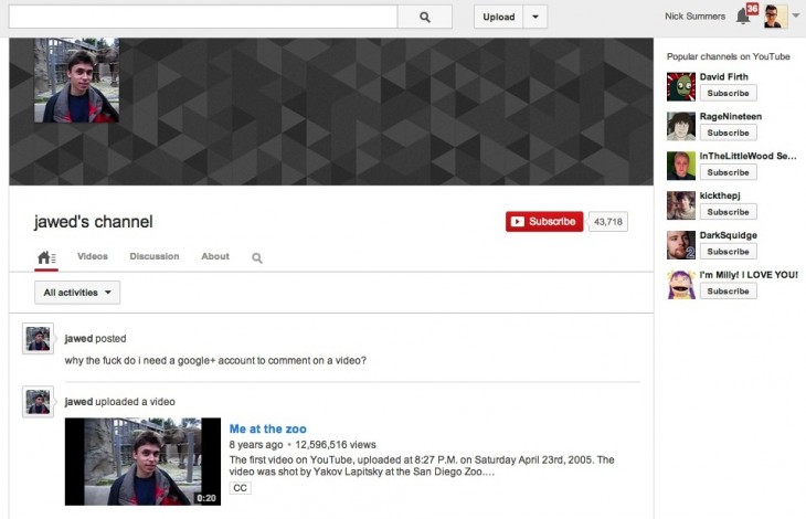 resource 730x470 YouTube co founder Jawed Karim asks: Why the f*** do I need a Google+ account to comment on a video?