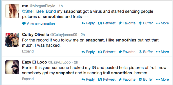 Screen shot 2014 02 12 at PM 02.22.01 A hack on Snapchat is sending photos of fruit smoothies to users 