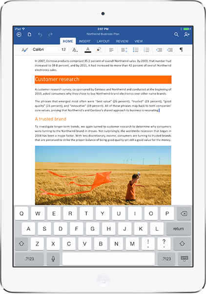 IMAGE 03 OfficeHeroPortrait iPad Slvr Microsoft launches Office for iPad: Includes Word, Excel, and PowerPoint but requires subscription for editing