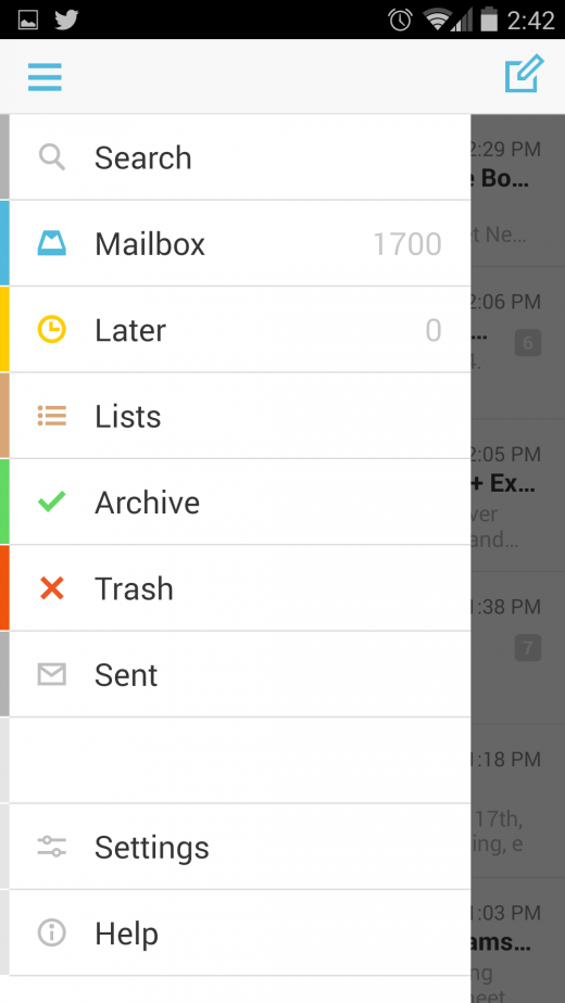 mailbox side navi 520x924 Hands on with Mailbox for Android